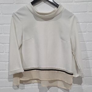 Archives White Blouse with Black Trim